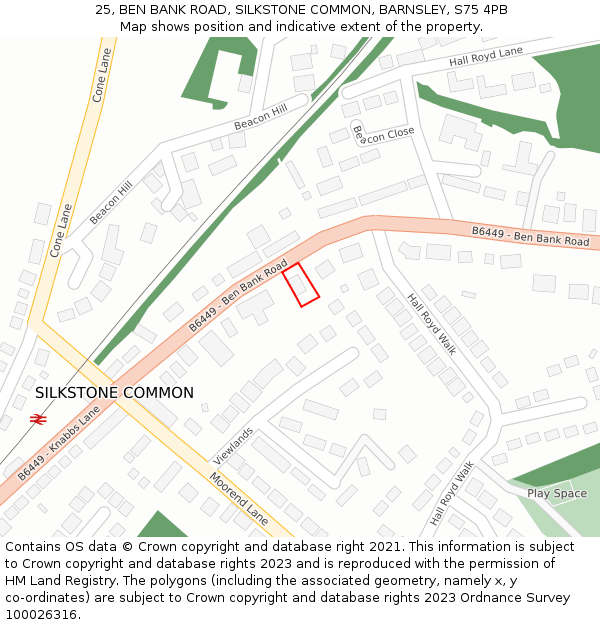 25, BEN BANK ROAD, SILKSTONE COMMON, BARNSLEY, S75 4PB: Location map and indicative extent of plot