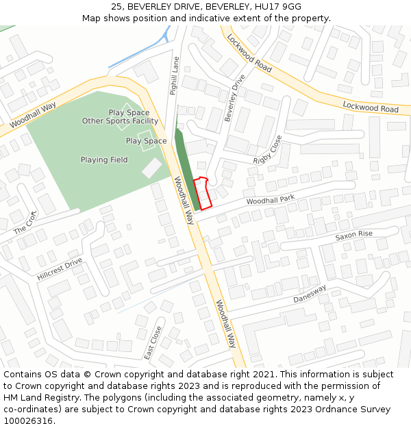 25, BEVERLEY DRIVE, BEVERLEY, HU17 9GG: Location map and indicative extent of plot