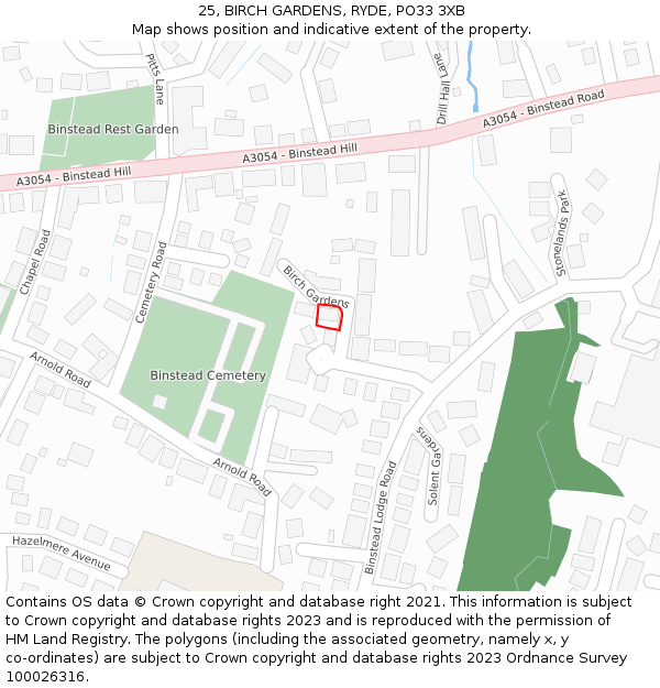 25, BIRCH GARDENS, RYDE, PO33 3XB: Location map and indicative extent of plot