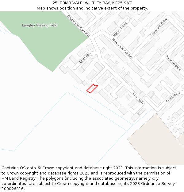 25, BRIAR VALE, WHITLEY BAY, NE25 9AZ: Location map and indicative extent of plot