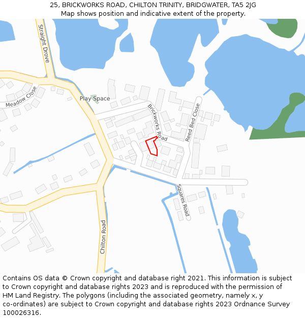 25, BRICKWORKS ROAD, CHILTON TRINITY, BRIDGWATER, TA5 2JG: Location map and indicative extent of plot