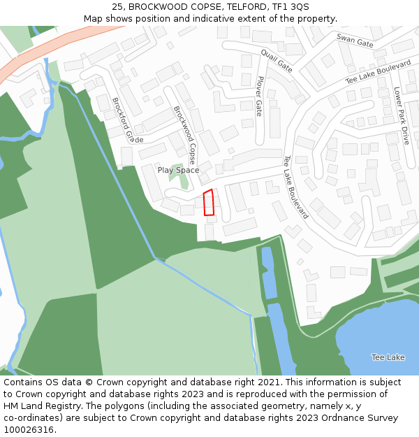 25, BROCKWOOD COPSE, TELFORD, TF1 3QS: Location map and indicative extent of plot