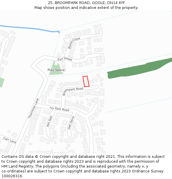 25, BROOMPARK ROAD, GOOLE, DN14 6YF: Location map and indicative extent of plot