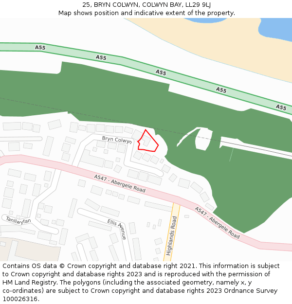 25, BRYN COLWYN, COLWYN BAY, LL29 9LJ: Location map and indicative extent of plot
