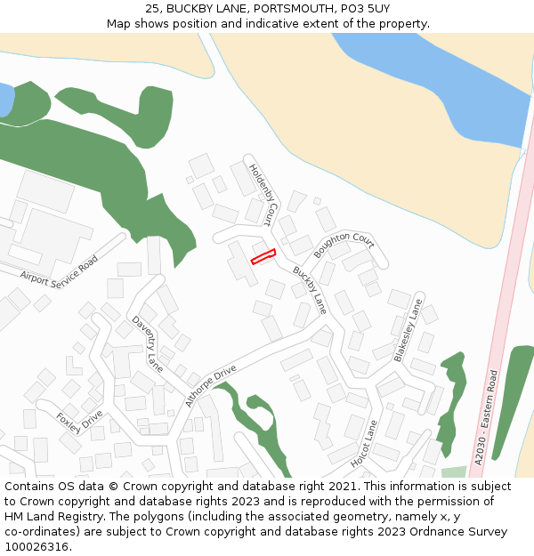 25, BUCKBY LANE, PORTSMOUTH, PO3 5UY: Location map and indicative extent of plot