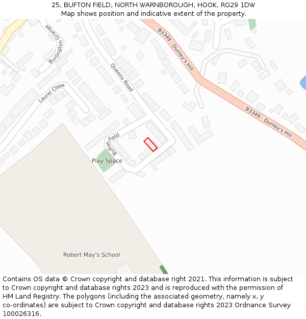 25, BUFTON FIELD, NORTH WARNBOROUGH, HOOK, RG29 1DW: Location map and indicative extent of plot