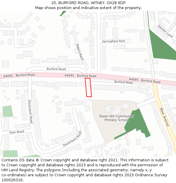 25, BURFORD ROAD, WITNEY, OX28 6DP: Location map and indicative extent of plot