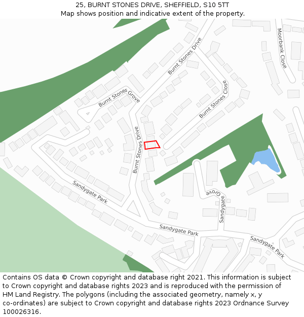 25, BURNT STONES DRIVE, SHEFFIELD, S10 5TT: Location map and indicative extent of plot