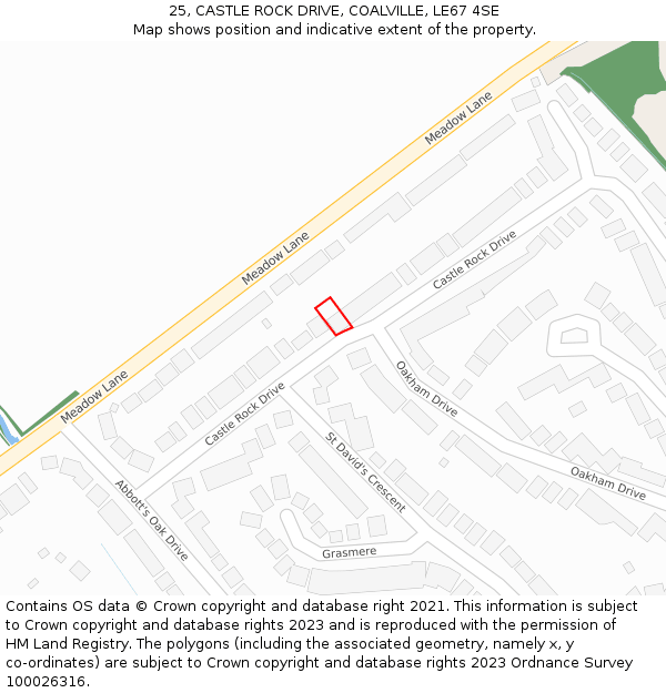 25, CASTLE ROCK DRIVE, COALVILLE, LE67 4SE: Location map and indicative extent of plot