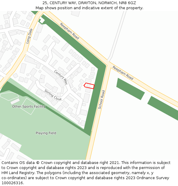 25, CENTURY WAY, DRAYTON, NORWICH, NR8 6GZ: Location map and indicative extent of plot