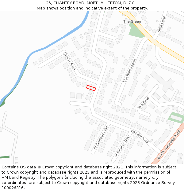 25, CHANTRY ROAD, NORTHALLERTON, DL7 8JH: Location map and indicative extent of plot
