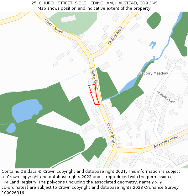 25, CHURCH STREET, SIBLE HEDINGHAM, HALSTEAD, CO9 3NS: Location map and indicative extent of plot