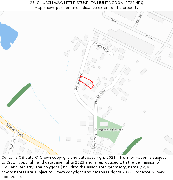 25, CHURCH WAY, LITTLE STUKELEY, HUNTINGDON, PE28 4BQ: Location map and indicative extent of plot