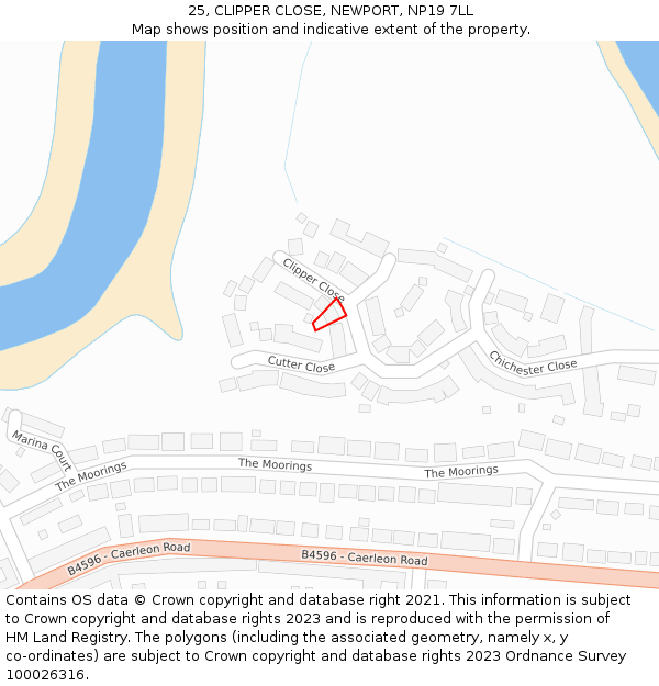 25, CLIPPER CLOSE, NEWPORT, NP19 7LL: Location map and indicative extent of plot