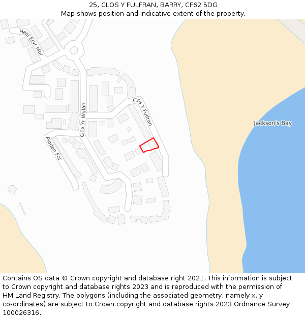 25, CLOS Y FULFRAN, BARRY, CF62 5DG: Location map and indicative extent of plot