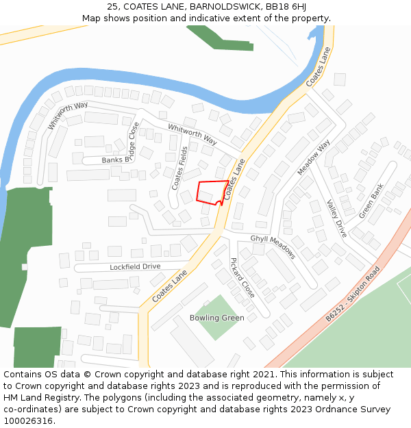 25, COATES LANE, BARNOLDSWICK, BB18 6HJ: Location map and indicative extent of plot