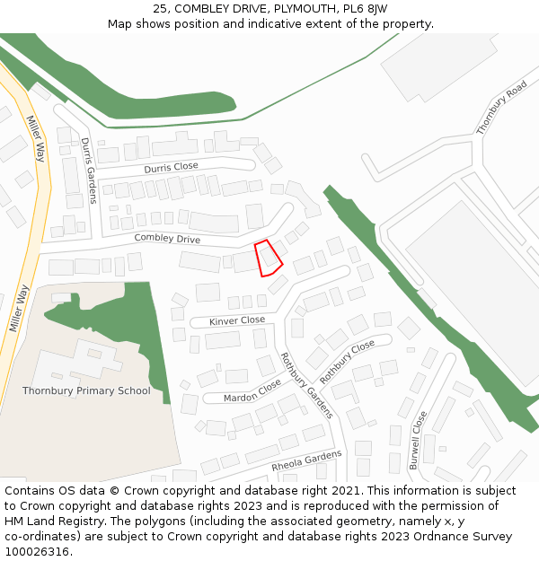 25, COMBLEY DRIVE, PLYMOUTH, PL6 8JW: Location map and indicative extent of plot