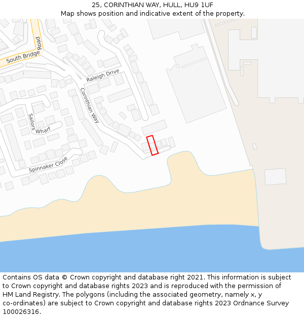 25, CORINTHIAN WAY, HULL, HU9 1UF: Location map and indicative extent of plot