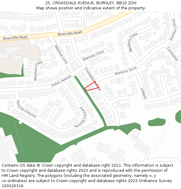 25, CROASDALE AVENUE, BURNLEY, BB10 2DN: Location map and indicative extent of plot