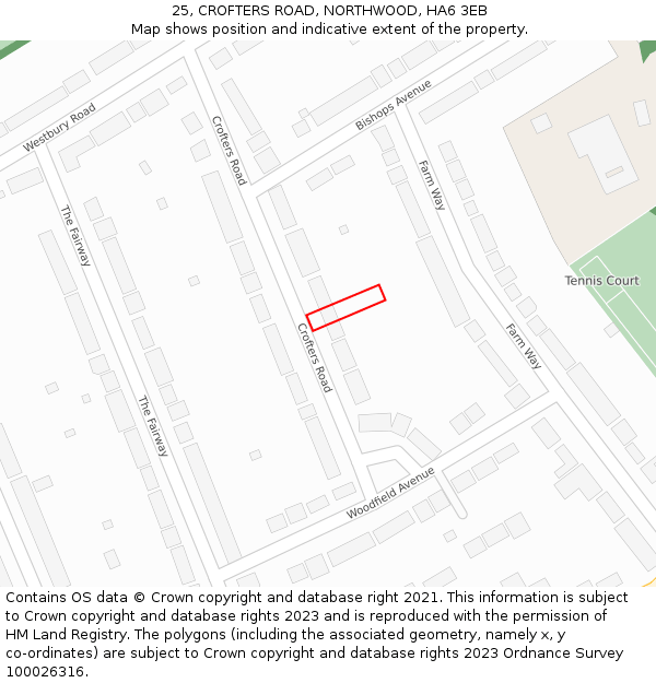 25, CROFTERS ROAD, NORTHWOOD, HA6 3EB: Location map and indicative extent of plot