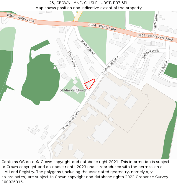 25, CROWN LANE, CHISLEHURST, BR7 5PL: Location map and indicative extent of plot