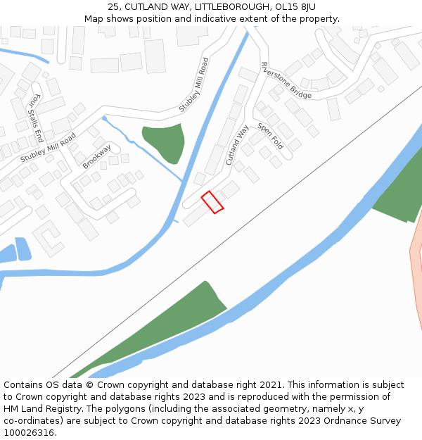 25, CUTLAND WAY, LITTLEBOROUGH, OL15 8JU: Location map and indicative extent of plot