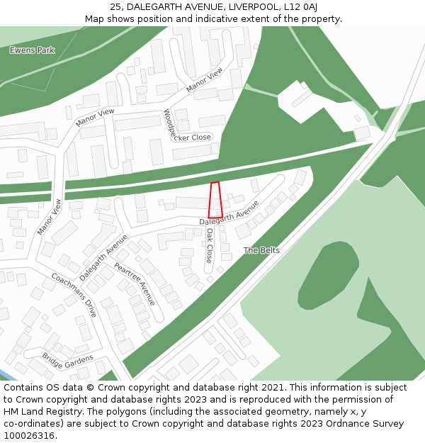 25, DALEGARTH AVENUE, LIVERPOOL, L12 0AJ: Location map and indicative extent of plot