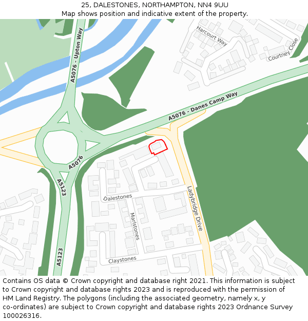 25, DALESTONES, NORTHAMPTON, NN4 9UU: Location map and indicative extent of plot