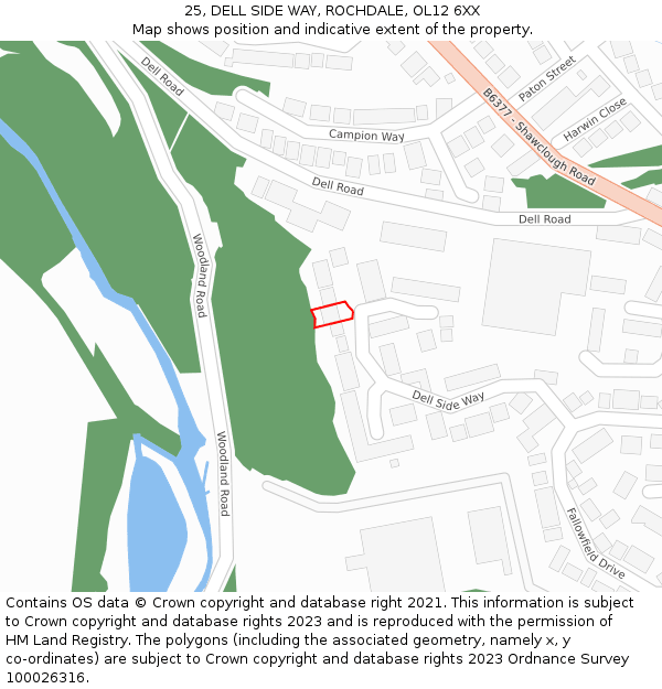 25, DELL SIDE WAY, ROCHDALE, OL12 6XX: Location map and indicative extent of plot
