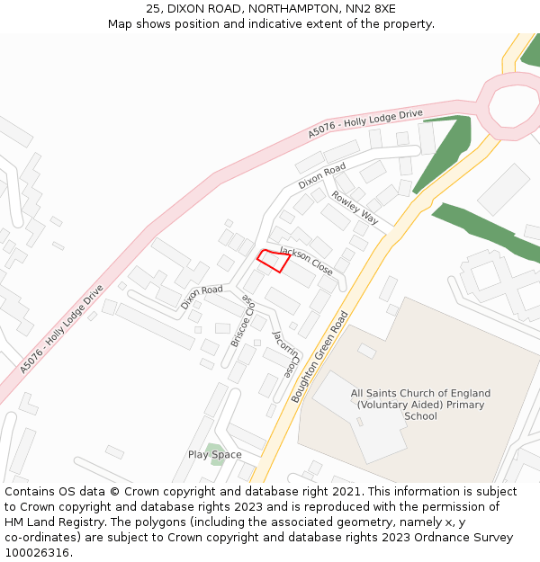 25, DIXON ROAD, NORTHAMPTON, NN2 8XE: Location map and indicative extent of plot