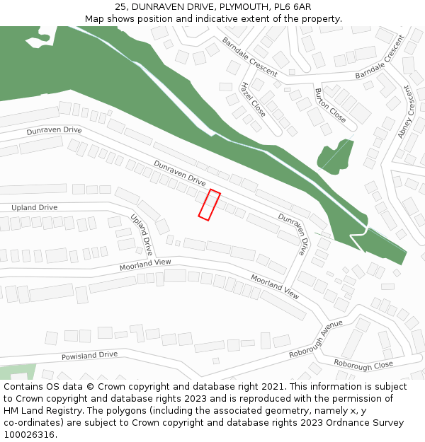 25, DUNRAVEN DRIVE, PLYMOUTH, PL6 6AR: Location map and indicative extent of plot