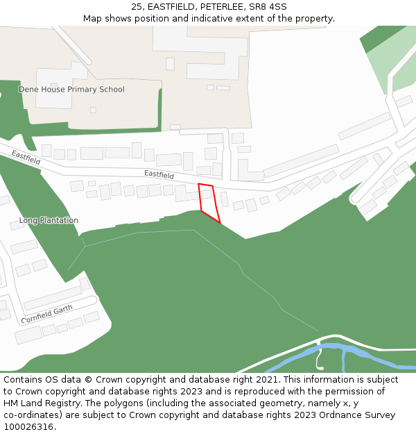 25, EASTFIELD, PETERLEE, SR8 4SS: Location map and indicative extent of plot