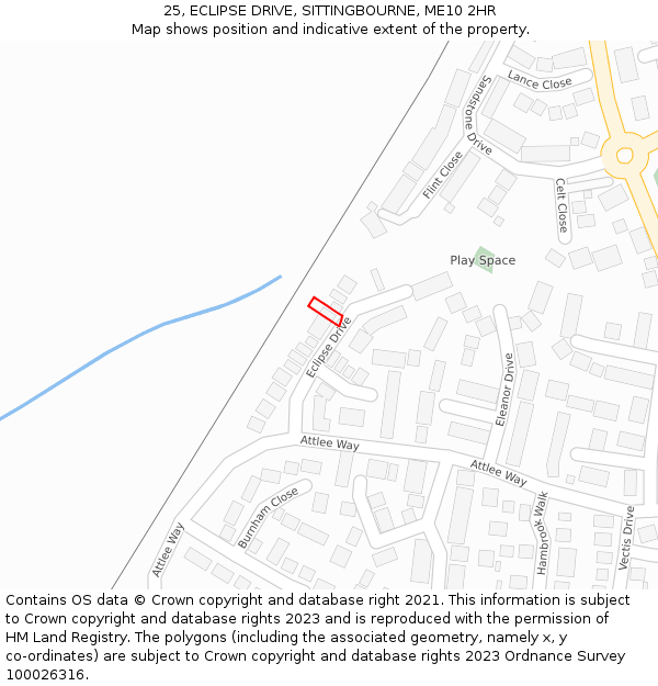 25, ECLIPSE DRIVE, SITTINGBOURNE, ME10 2HR: Location map and indicative extent of plot