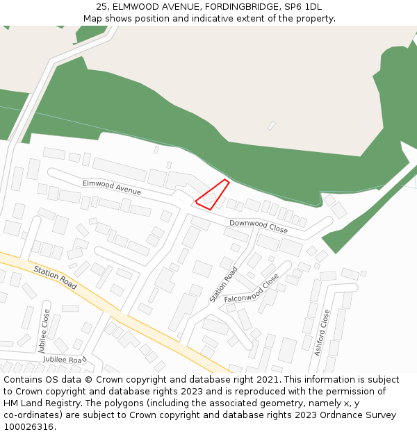 25, ELMWOOD AVENUE, FORDINGBRIDGE, SP6 1DL: Location map and indicative extent of plot