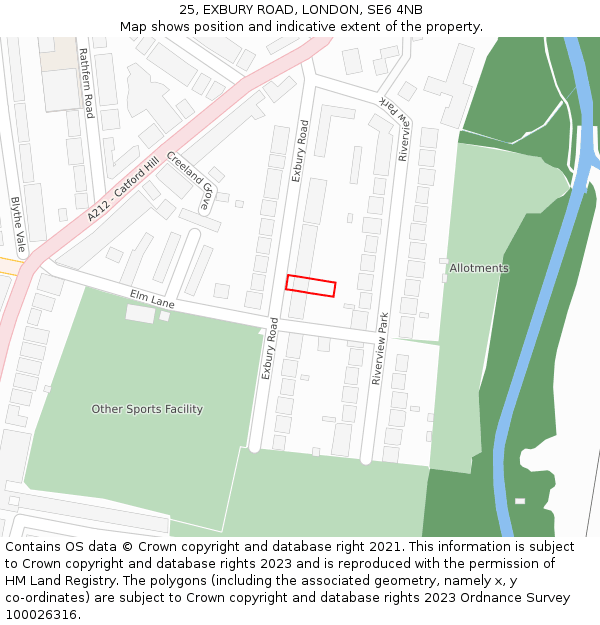 25, EXBURY ROAD, LONDON, SE6 4NB: Location map and indicative extent of plot