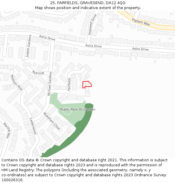 25, FAIRFIELDS, GRAVESEND, DA12 4QG: Location map and indicative extent of plot