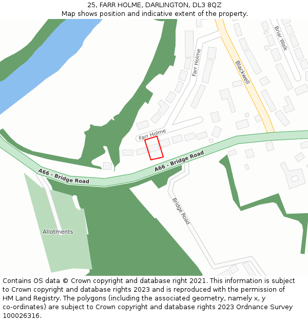 25, FARR HOLME, DARLINGTON, DL3 8QZ: Location map and indicative extent of plot