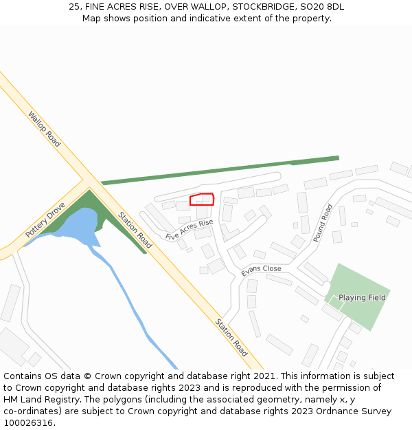 25, FINE ACRES RISE, OVER WALLOP, STOCKBRIDGE, SO20 8DL: Location map and indicative extent of plot