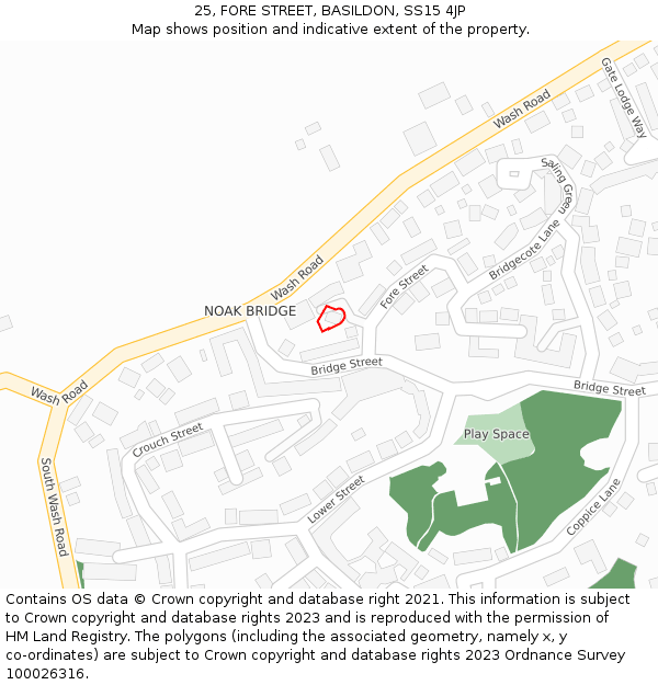 25, FORE STREET, BASILDON, SS15 4JP: Location map and indicative extent of plot