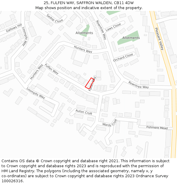 25, FULFEN WAY, SAFFRON WALDEN, CB11 4DW: Location map and indicative extent of plot