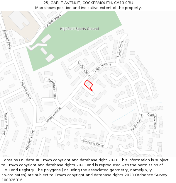 25, GABLE AVENUE, COCKERMOUTH, CA13 9BU: Location map and indicative extent of plot