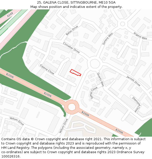 25, GALENA CLOSE, SITTINGBOURNE, ME10 5GA: Location map and indicative extent of plot