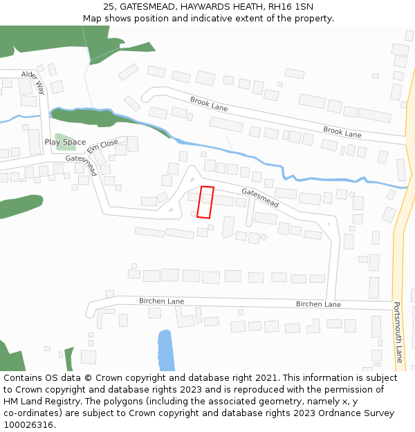 25, GATESMEAD, HAYWARDS HEATH, RH16 1SN: Location map and indicative extent of plot