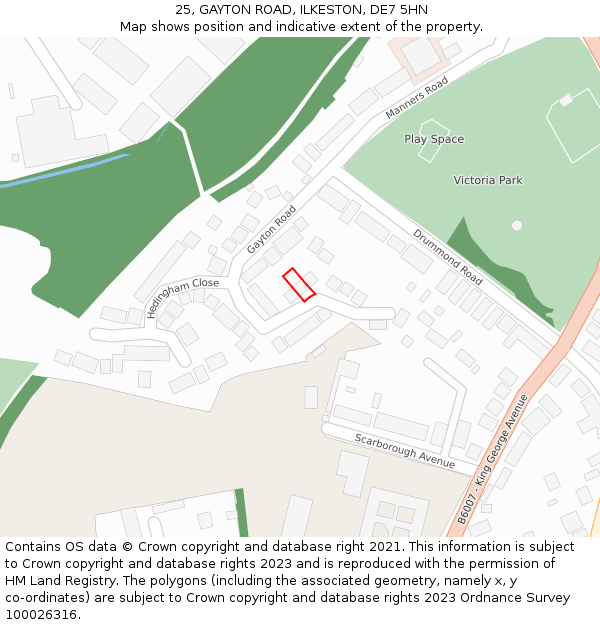 25, GAYTON ROAD, ILKESTON, DE7 5HN: Location map and indicative extent of plot