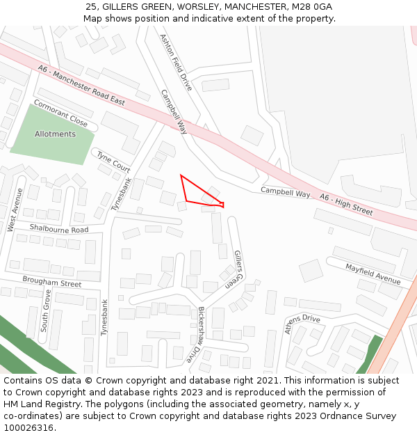 25, GILLERS GREEN, WORSLEY, MANCHESTER, M28 0GA: Location map and indicative extent of plot