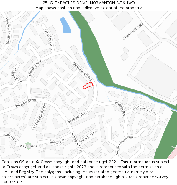 25, GLENEAGLES DRIVE, NORMANTON, WF6 1WD: Location map and indicative extent of plot