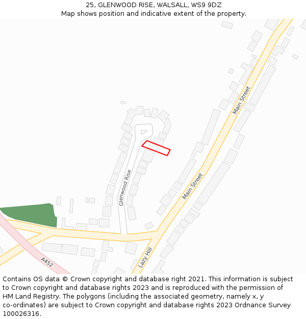 25, GLENWOOD RISE, WALSALL, WS9 9DZ: Location map and indicative extent of plot