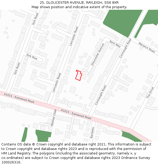 25, GLOUCESTER AVENUE, RAYLEIGH, SS6 8XR: Location map and indicative extent of plot