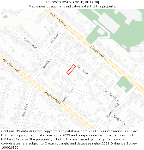 25, GOOD ROAD, POOLE, BH12 3PJ: Location map and indicative extent of plot
