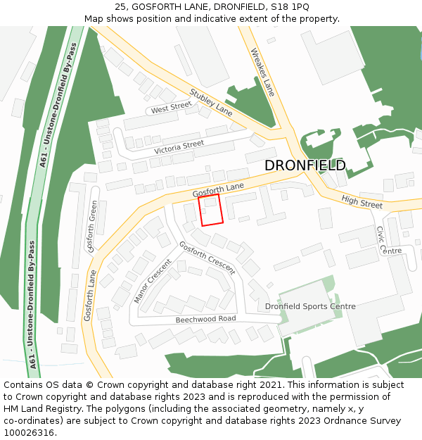25, GOSFORTH LANE, DRONFIELD, S18 1PQ: Location map and indicative extent of plot